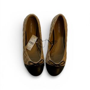 Lane Bryant Quilted Flats in Tan and Black NWT
